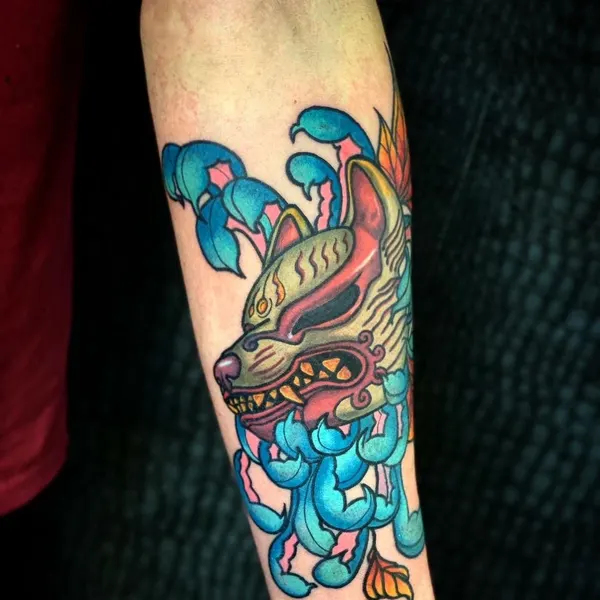 colour koi fish design with a crashing wave splash, forearm piece by karolina